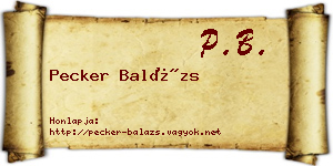 Pecker Balázs névjegykártya